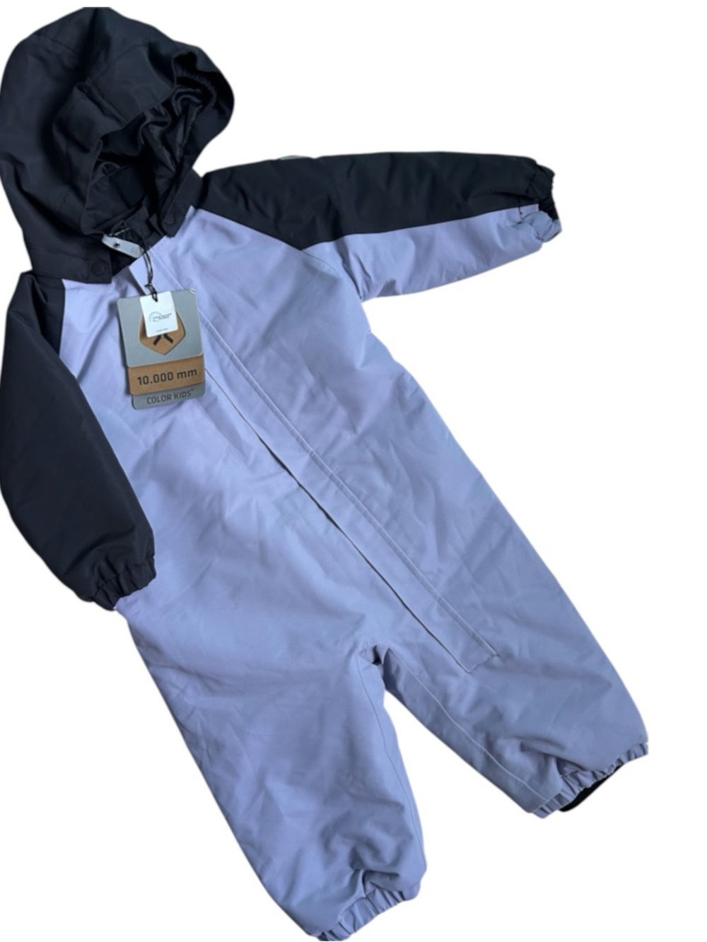 Color Kids Two-Tone Light Lavender and Black Waterproof One-Piece Snowsuit